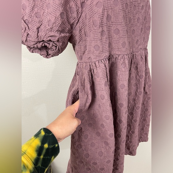 MADEWELL Women’s Floral Quilted Puff-Sleeve Doll Mini Dress in Fig Multi Jaq Lg - Picture 10 of 15